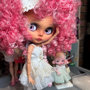 Cute Black Girl Custom Blythe Doll Cupid OOAK Art Doll