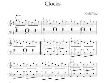 Clocks ColdPlay Solo piano arrangement in the key of C major, intermediate level.