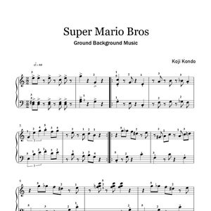 Super Mario Bros Theme- Klavier Leicht Notenblatt