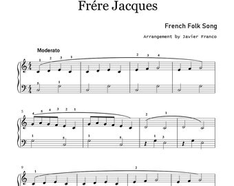 Frére Jacques - Partitura fácil para piano