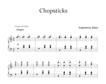 Partitura fácil para piano con palillos chinos