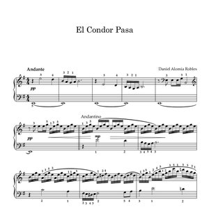 El Condor Pasa- Piano Sheet Music-Folk- Instrumental Music