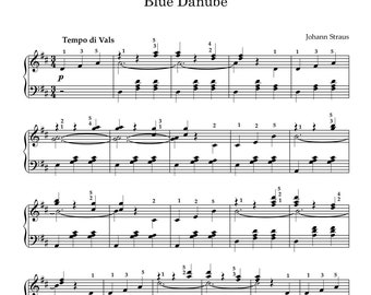Danubio Azul - Partitura para piano - Arreglo Nivel Intermedio