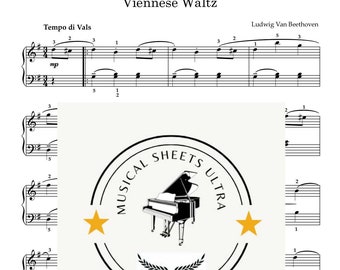 Beethoven- Viennese Waltz- Piano Sheet Music-Easy Piano Arrangement