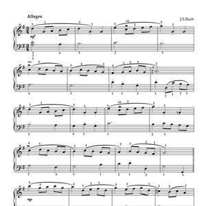 MINUET IN G MAJOR- Bach- Piano Original Sheet music