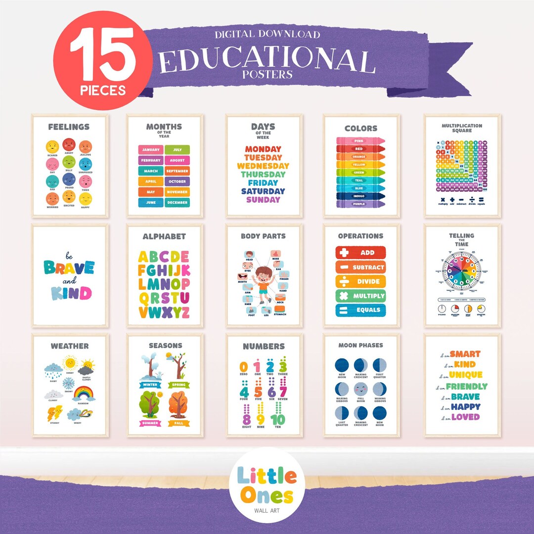 15-piece Montessori Educational Poster Bundle - Etsy