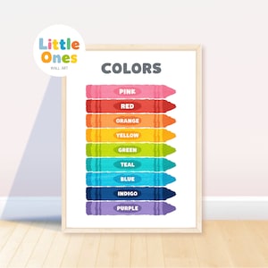 Educational Prints, Learning Colors, Homeschool Prints, Montessori Classroom Decor, Preschool Posters, Nursery Print, Playroom Print, png