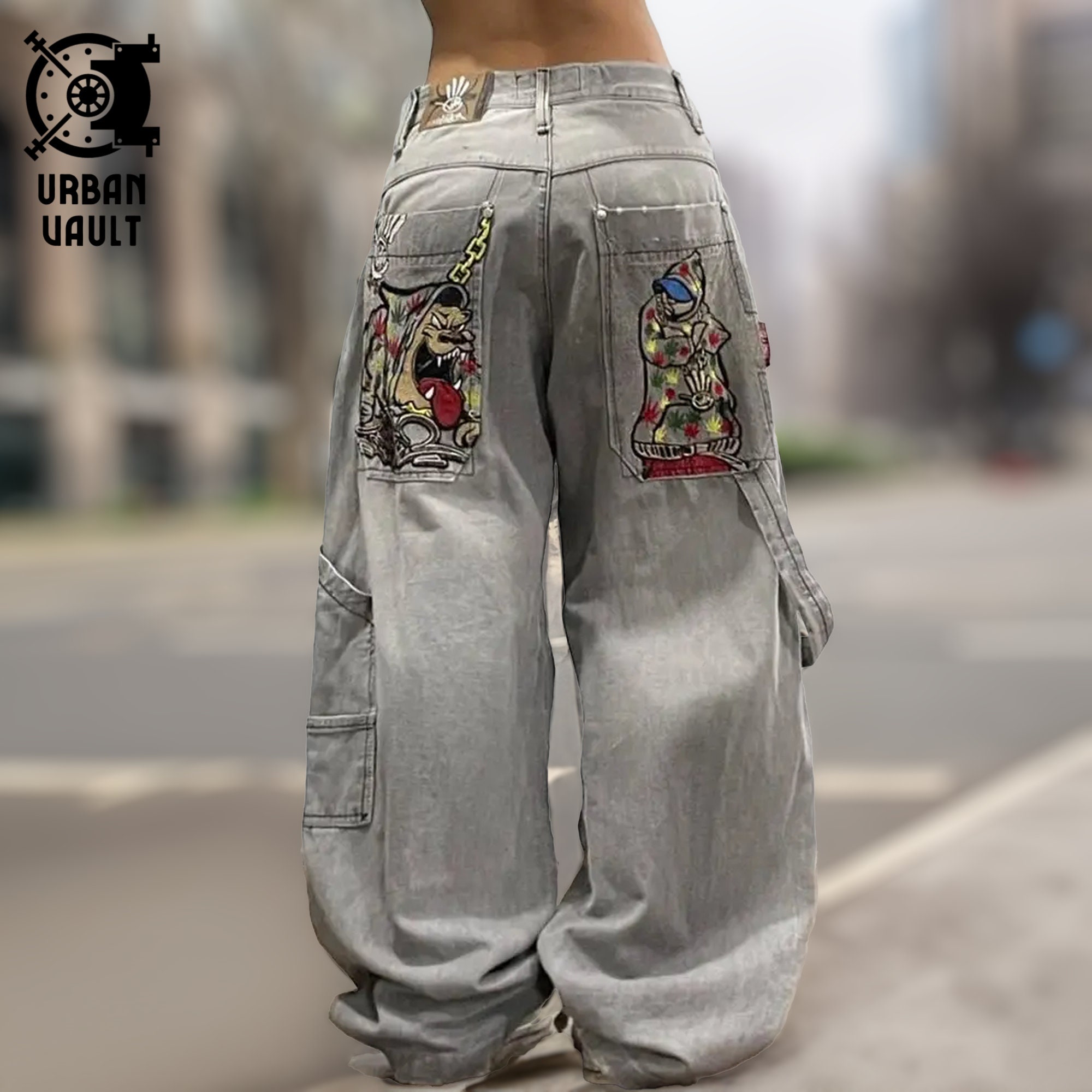 Pantalones Cargo Gris Oscuro De Tiro Medio, Pantalones Vaqueros Sueltos De  Pierna Recta Estilo Cargo Con Bolsillos, Estilo Vintage Y2K Kpop, Ropa De M