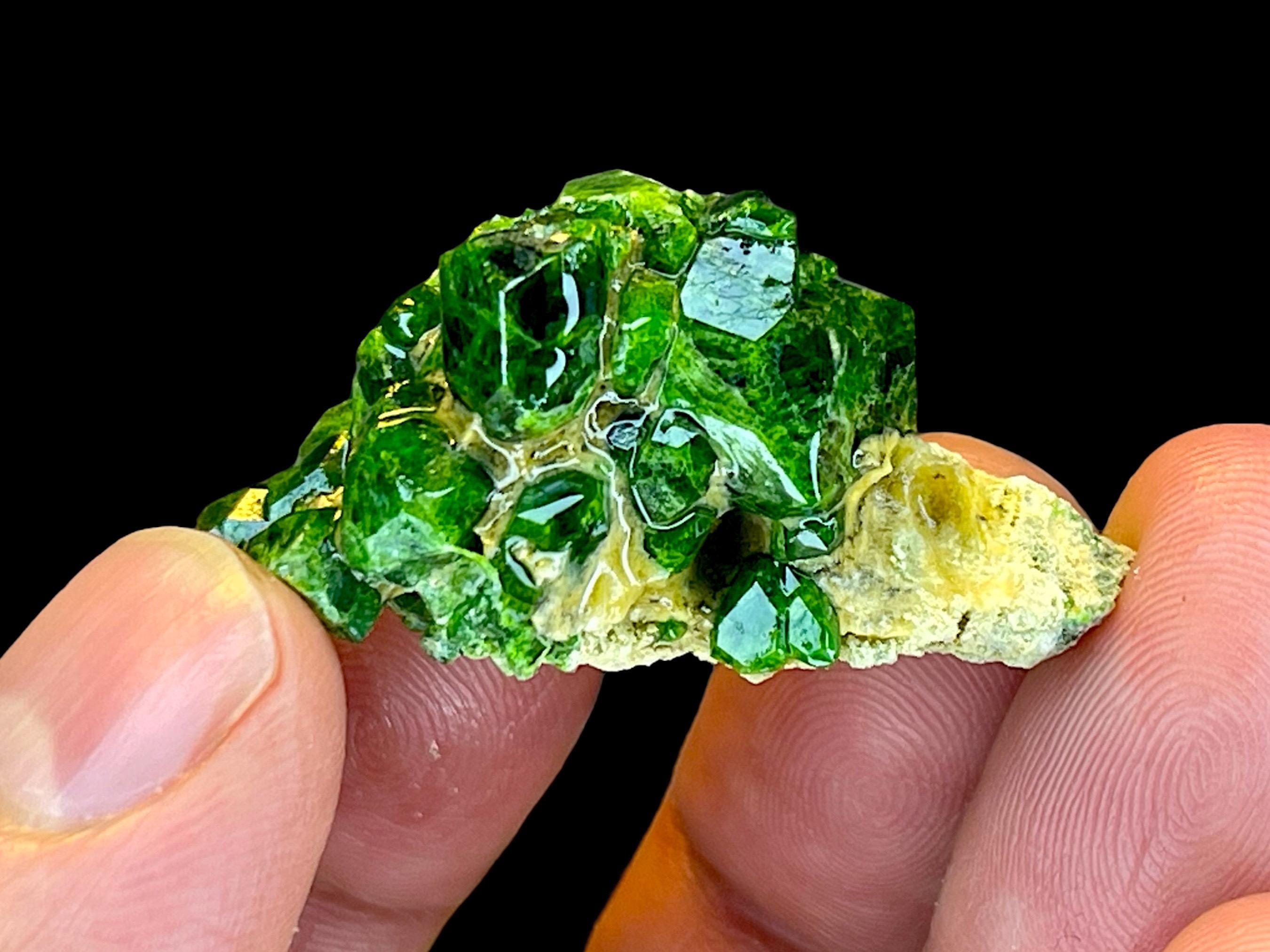 Natural Rare Green Demantoid Garnet Crystal Specimen on Matrix, Mineral Andradite Var, Garnet Cluster, Raw Gemstone for collectors, gifts