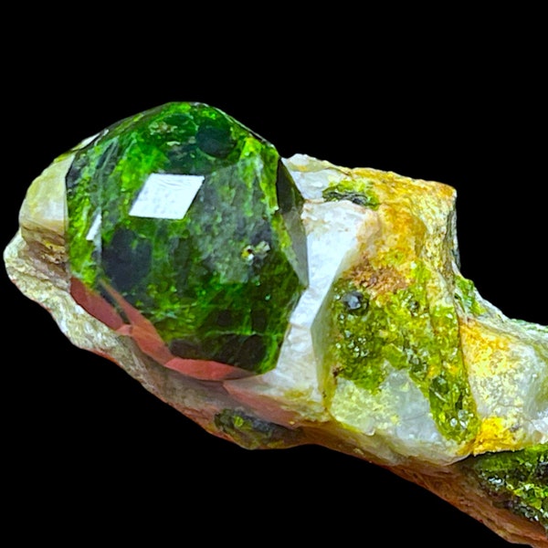 Natural Rare Green Demantoid Garnet Crystal Specimen on Matrix, Mineral Andradite Var, Garnet Cluster, Raw Gemstone for collectors, gifts