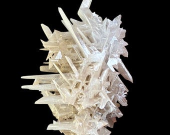 Natural Cerussite Crystal Cluster Specimen, Rare Mineral Display Piece, snowflake Prismatic Gems on Matrix, Collector Rockhound Geology Gift