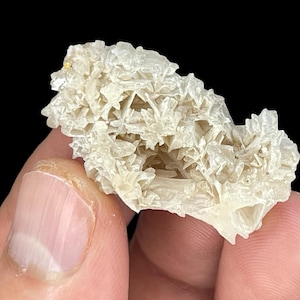 May include: A cluster of white selenite crystals with a delicate, feathery texture. The crystals are arranged in a loose, organic shape, creating a natural, earthy aesthetic.