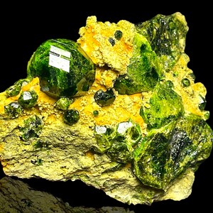 Natural Rare Green Demantoid Garnet Crystal Specimen on Matrix, Mineral Andradite Var, Garnet Cluster, Raw Gemstone for collectors, gifts