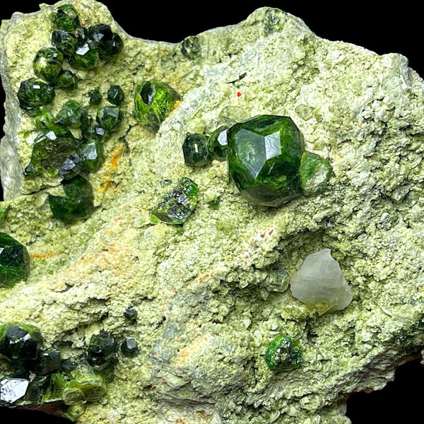Natural Rare Green Demantoid Garnet Crystal Specimen on Matrix, Mineral Andradite Var, Garnet Cluster, Raw Gemstone for collectors, gifts