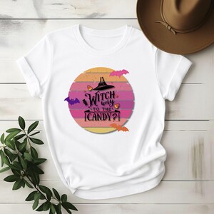 Halloween Witch T-Shirt, Costume Tee, Trick or Treat Shirt, Halloween Party Outfit, Candy Lover Gift Shirt, Vintage Girls, Witchy Vibes