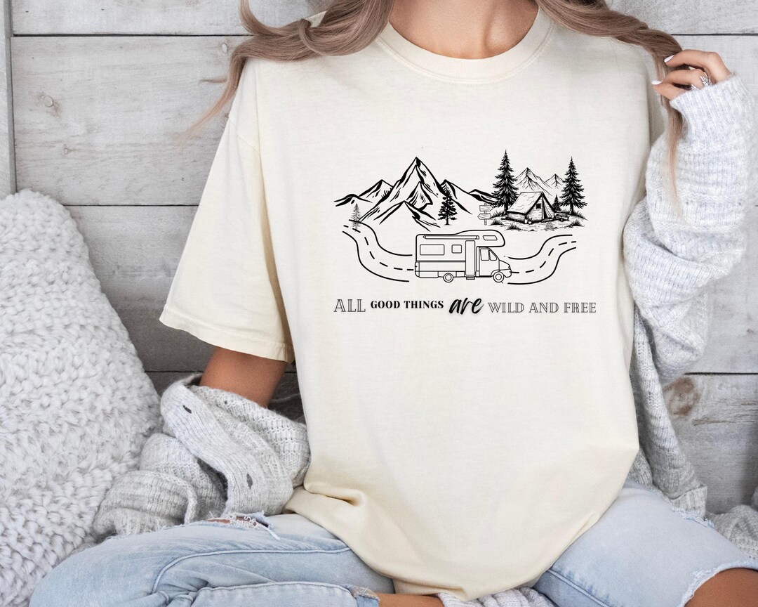Happy Camper Graphic Tee | Outdoors RV Shirt - Etsy