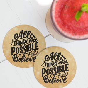 Motivational Ceramic Coaster: Positive Affirmation Desk Decor