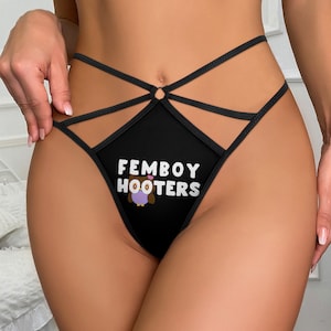 Femboy hooters T-back Black