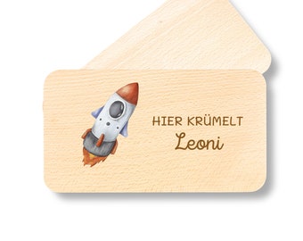 Frühstücksbrettchen personalisiert, Geschenk Geburt Kind, Babygeschenke, Geburt, Taufgeschenk, Schneidebrettchen für Kinder | Rakete Weltall