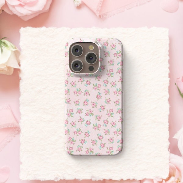 Coquette Aesthetic Ditsy Floral Phone Case for iPhone 14 13 12, Pink Floral Phone Case Coquette, Galaxy Case Girly Aesthetic, Pixel 8 Case