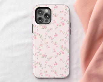 Pink Floral Phone Case iPhone 15 14 13 12 11 Pro Max Plus, Pink Coquette Phone Case, Small Flower Samsung Case s21 s22 s23 s24, Gift for Her