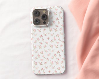 Coquette Floral Phone Case for iPhone 16 15 14, Ditsy Floral Coquette Phone Case, Pixel Galaxy Case, Pink Floral Phone Case 15 Pro Max Girly