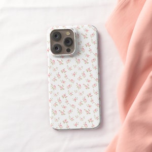 Coquette Floral Phone Case for iPhone 16 15 14, Ditsy Floral Coquette Phone Case, Pixel Galaxy Case, Pink Floral Phone Case 15 Pro Max Girly