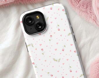 Custodia per telefono Coquette Floral, Custodia per telefono Coquette Aesthetic, Custodia per telefono a forma di cuore, Custodia per telefono Coquette rosa, Custodia per telefono femminile per iPhone 15 13 14 Pro