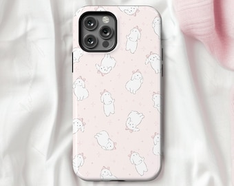 Coquette Bunny Phone Case, Pink Bow, iPhone & Galaxy