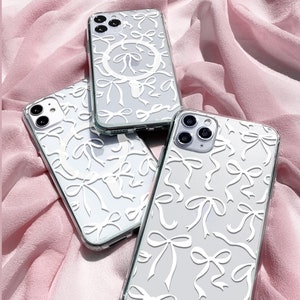 White Bow Clear Phone Case, Cute Clear iPhone Case, Bow Phone Case Clear, Magsafe Clear Case iPhone 12 13 14 15 Pro Max, Coquette Phone Case