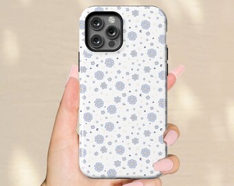 Coquette Phone Case iPhone 15 14 13 12, Ditsy Floral Coquette Phone Case, Blue Floral Coquette Phone Case, Girly Samsung Galaxy Case Cute