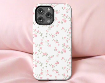 Coquette Floral Phone Case iPhone 16 15 13 12 11 Pro Max Plus, Pink Rose Phone Case, Cute Phone Cases, Girly Samsung Case s21 s22 s23 s24