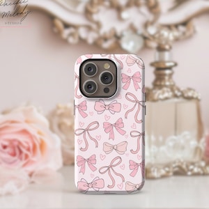 Coquette Phone Case, Bow Phone Case, Girly Case for iPhone 15 14 13, Coquette Bow iPhone Case, Pink iPhone Case, s22 Ultra Galaxy Case Bows