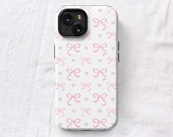 Pink Bow Phone Case for iPhone 14 13 12, Coquette Phone Case, Pink Girly Phone Case Coquette, Pixel Case, Galaxy Case, Cute Bow iPhone Case