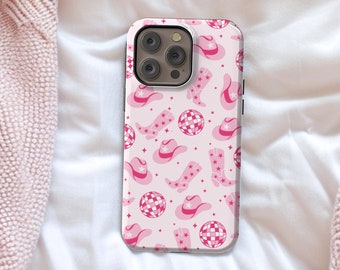 Coquette Cowgirl Phone Case, Cowgirl Disco Case, Girly Western Phone Cover, Rodeo Phone Case, Pink Western iPhone Case, Pink Cowgirl Boots