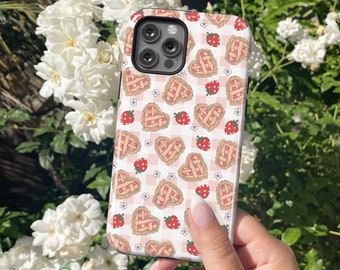 Coquette Strawberry Phone Case | Cherry Pie Phone Case, Cottagecore Phone Case, Cute iPhone Cases, Vintage Aesthetic iPhone 15 14 13 Pro Max