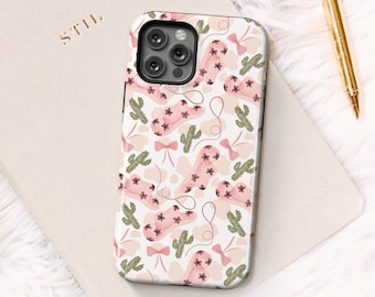 Pink Cowgirl iPhone Case, Floral Western Rodeo Design