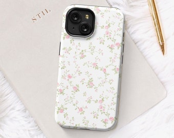 Custodia Coquette floreale rosa per iPhone 15 14 13 11, custodia floreale per iPhone Pro Max, custodia floreale per telefono Coquette, custodia per telefono femminile estetica
