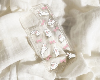 Clear Bow iPhone Case, Clear Coquette Case for iPhone 16 15 13 12 11, Cute Clear iPhone Case, Bunny iPhone Case, Shockproof Case iPhone