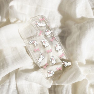 Clear Bow iPhone Case, Clear Coquette Case for iPhone 16 15 13 12 11, Cute Clear iPhone Case, Bunny iPhone Case, Shockproof Case iPhone