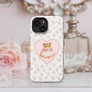 Coquette Phone Case, Coquette Hamster Phone Case, Coquette Case iPhone 15 13 14 12, Coquette Aesthetic Phone Case, Floral Phone Case Samsung