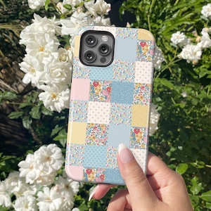 Floral Patchwork Phone Case, Cottagecore Floral Phone Case, Floral Quilt Phone Case, Coquette Aesthetic Phone Case iPhone 15 14 13 Pro Max