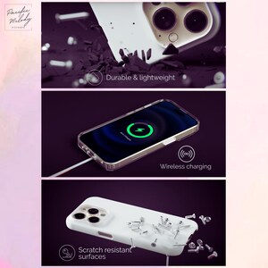 case is shockproof, scratch resistant, and compatible with wireless charging