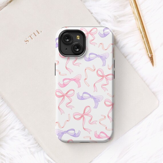 Bow Phone Case for iPhone 15 14 13 Pro, Coquette Phone Case, Bow Samsung Case, Cute Pixel 8 Case Bows, Cute Magsafe iPhone Case, Ribbon Case