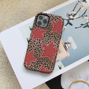 Star Phone Case, Cheetah Print Phone Case, Leopard Print Phone Case, It girl Phone Case iPhone 16 15 14 13 12 Pro Max Plus, Samsung Case s24