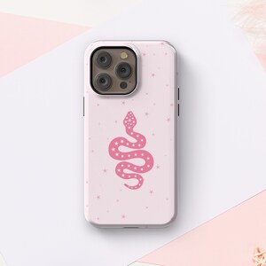 Pink Snake Phone Case for iPhone 15 14 13 Pro Max Plus, Girly Phone Case, Trendy Phone Case, Magsafe Phone Case, Pink Cottagecore Phone Case image 4