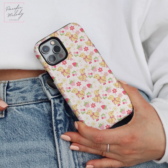 Duck Phone Case, Strawberry Phone Case, Summer Phone Case iPhone 16 15 14 13 12 Pro Max Plus, Samsung Case s24 s23, Vintage Duck iPhone Case
