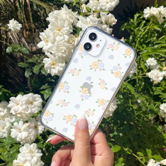 Floral Clear Phone Case, Cute Clear iPhone Case, Yellow Flower Phone Case Clear, Magsafe Clear Case iPhone 12 13 14 15, Coquette Phone Case