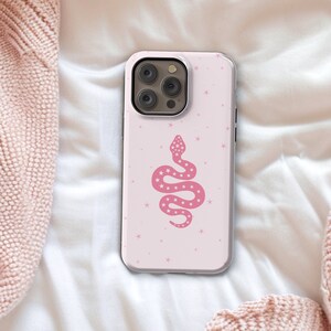Pink Snake Phone Case for iPhone 15 14 13 Pro Max Plus, Girly Phone Case, Trendy Phone Case, Magsafe Phone Case, Pink Cottagecore Phone Case image 3