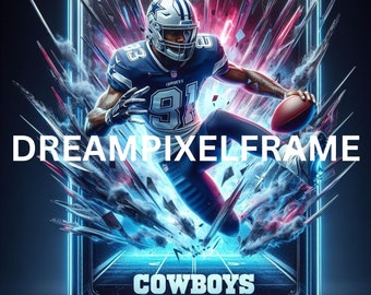 Neon Dallas Cowboys 3D Poster - Digital Art Print, Football Fan Decor, Vibrant Wall Art, Instant Download, Unique Sports Memorabilia